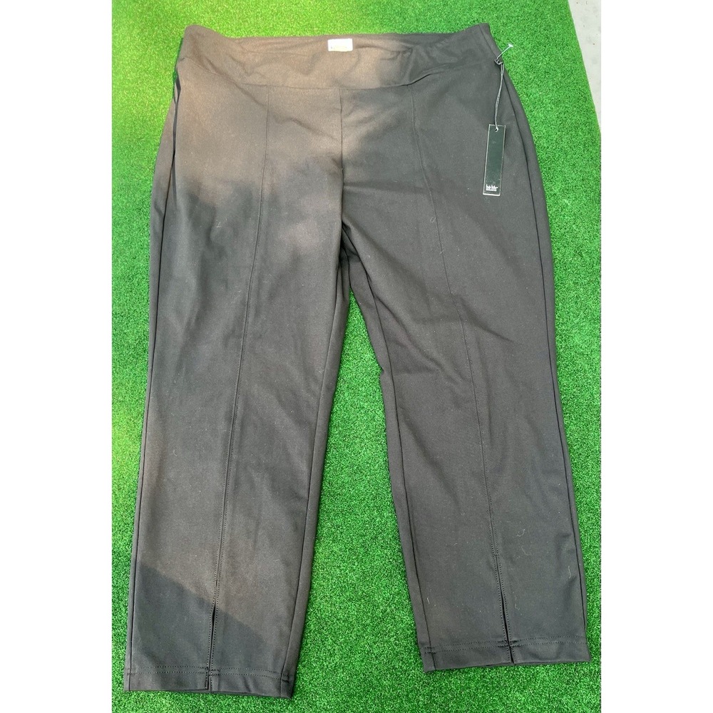 Nicole Miller New York Womens XXL Black Pintuck Split Hem Pull On Pants NWT